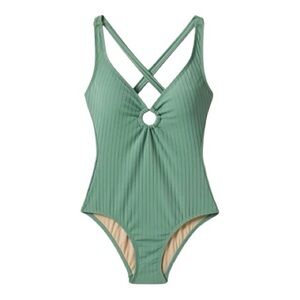 NWT Kona Sol Green Ribbed Ring One Piece Swimsuit M
